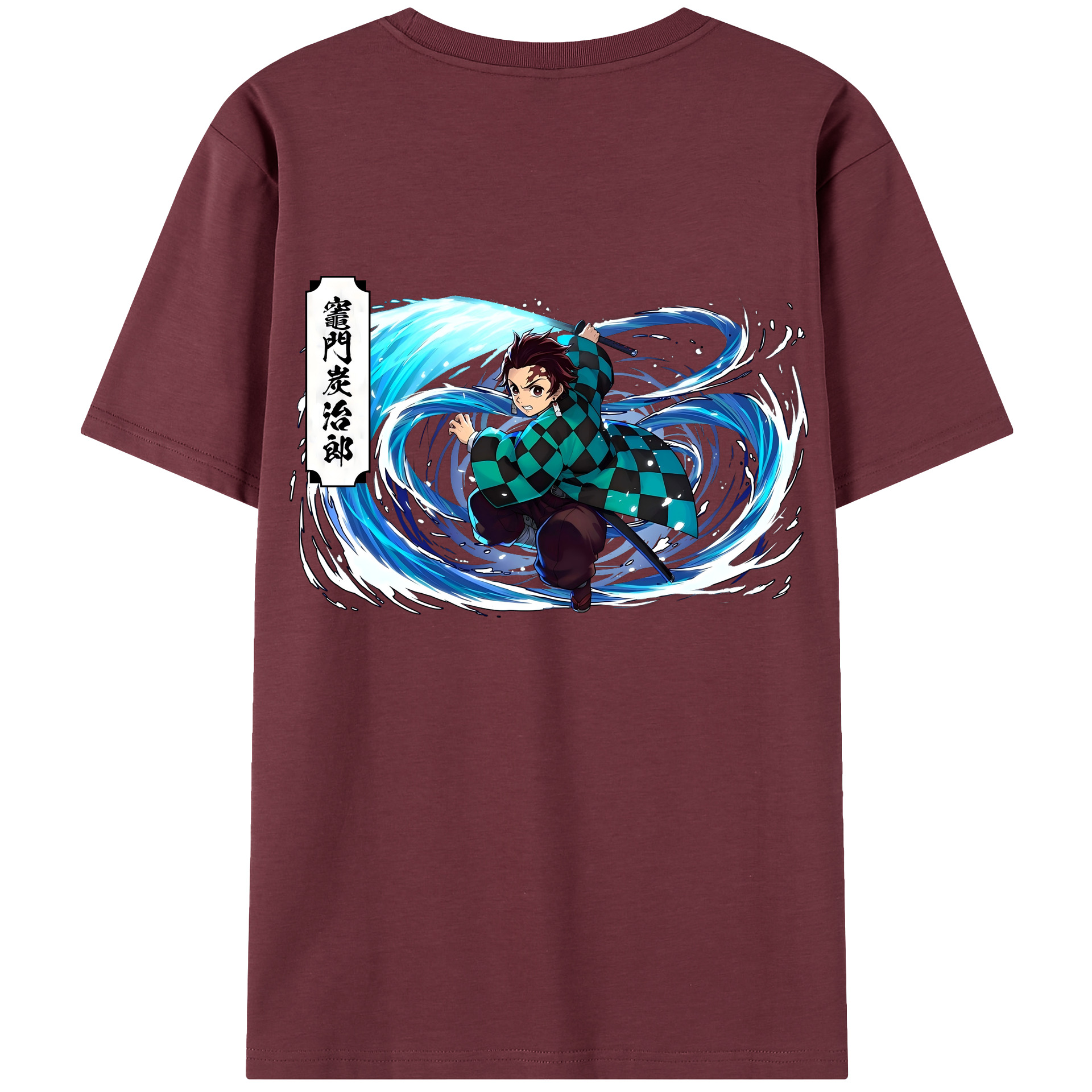 （画像用） 鬼滅の刃 竈門 炭治郎／かまど たんじろう Kamado Tanjirou 綿100％半袖Tシャツ（背面プリント）
